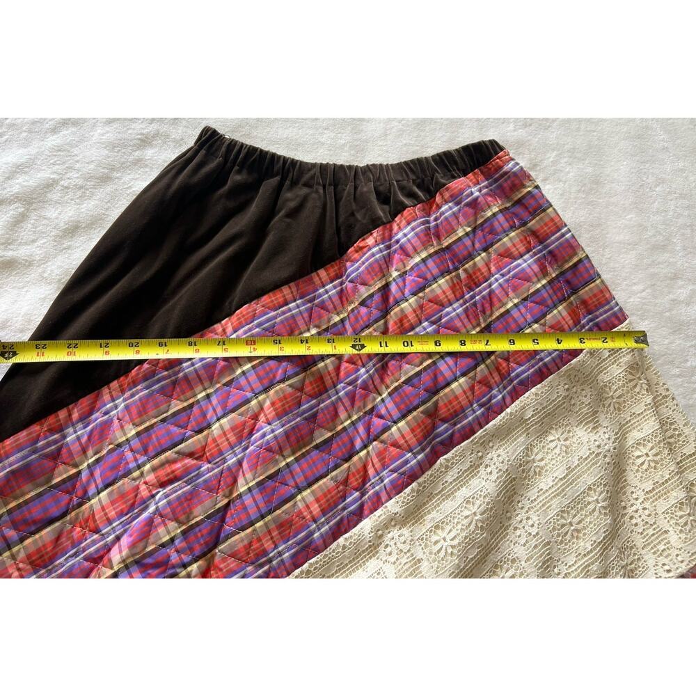 Vintage Chessa Davis Womens Maxi Skirt Velvet Lace Quilted Cottagecore Boho S/M - Picture 16 of 16